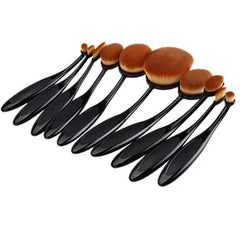 10 Oval Beauty Brushes Set