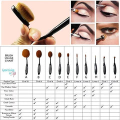10 Oval Beauty Brushes Set