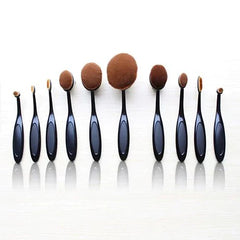 10 Oval Beauty Brushes Set