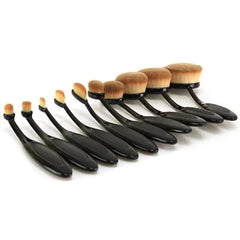 10 Oval Beauty Brushes Set