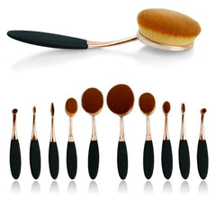 10 Oval Beauty Brushes Set